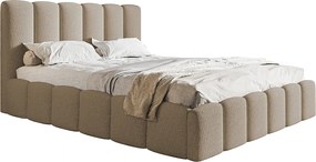 Łóżko dwuosobowe 180x200 Palermo - pojemnik i stelaż metalowy, tkanina boucle, brązowy (Anthology 5)