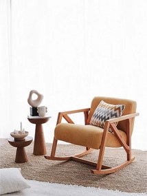 Elegancki żółty aksamitny fotel, szer. 67 cm x wys. 75 cm x gł. 85 cm | Solidne drewniane nogi, wygodna wysokość siedziska 51 cm | Idealny dla