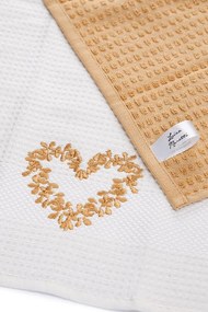 Ręczniki kuchenne HEART, 2 szt Kremowy / Mustard Zestaw (2szt., 40x60 cm)