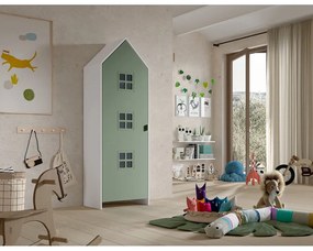 Biała/zielona szafa dziecięca 58x172x37 cm Casami Bruges – Vipack