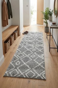 Szary chodnik shaggy we wzory G9-P22