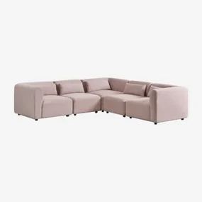 5-częściowa Modułowa Sofa Narożna Fogler Sztruksu Wino Różowe - Sklum