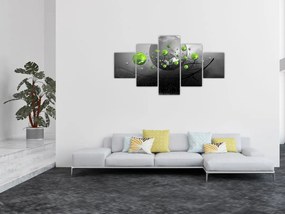Obraz zielonych abstrakcyjnych kul (125x70 cm)