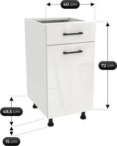 Zestaw Mebli Kuchennych MODERN 200 cm Dąb/Biały Połysk Ryflowany Nowoczesny