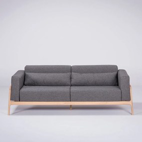 Ciemnoszara sofa z konstrukcją z litego drewna dębowego Gazzda Fawn, 210 cm