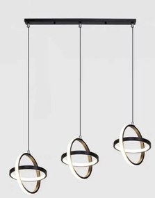 Lampa geometryczna LED z kloszem wisząca sufitowa AT54-3SL-Czarna