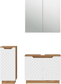 Zestaw mebli łazienkowych dąb/biały ze strukturą płytek 79.6x32x62.1 lotta