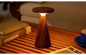 Lampa stołowa LED w ciemnym naturalnym kolorze z drewnianym kloszem (wysokość 21 cm) Sylva – Gingko