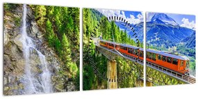 Obraz - Matterhorn, Zermatt, Wallis, Szwajcaria (z zegarem) (90x30 cm)
