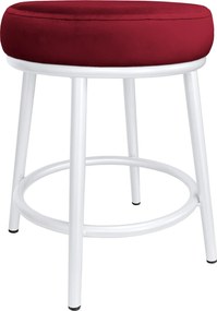 Taboret Ben tkanina Welur stelaż metalowy STOŁEK LOFT : Kolor Stelaża - Biały, Kolor tkaniny - VELVET - MG31, Typ tkaniny - Velvet
