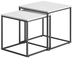 Zestaw 2 Białych Kwadratowych Stolików Kawowych M3-L55
