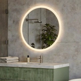 Lustro okrągłe LED do łazienki 80 cm z Dual Color, włącznikiem dotykowym i matą grzewczą