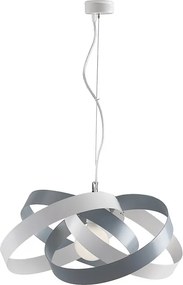 Vertigo - Lampa wisząca z żelaza lakierowanego na biało i szaro, z regulowanym stalowym kablem, 1 lampa 125 mm - Ø54 mm - BL156-1-BG