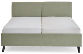 Jasnozielone tapicerowane łóżko dwuosobowe ze stelażem 160x200 cm Piano – Meise Möbel
