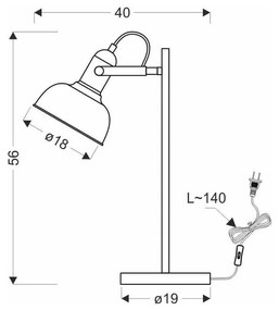 Czarna metalowa lampa stołowa (wysokość 56 cm) Reno – Candellux Lighting