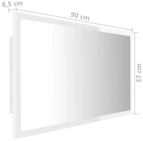 Nowoczesne białe lustro w połysku LED - Marajo 4X