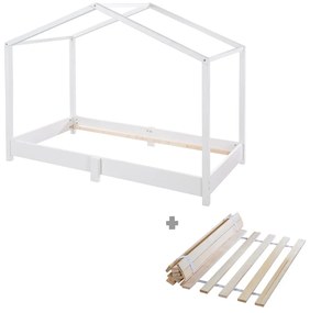 Białe łóżko dziecięce w kształcie domku 70x140 cm Montessori – Roba