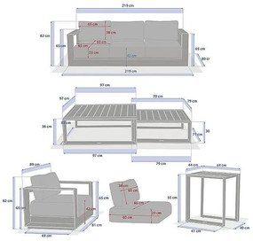 Zestaw aluminiowy dla 5 osób MADRID (mahoń)