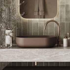 Umywalka betonowa nablatowa owalna bez otworu 60 x 32 cm FORMO | różne kolory : Kolor - Popielaty