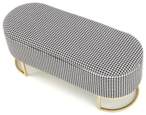 HARMONY ławka, pufa z funkcją pojemnika czarny biały złoty pepitka glamour