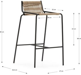 Beżowy metalowy hoker (wysokość siedziska 65 cm) Emily – Marckeric