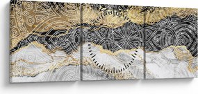 Obraz - Mandala w marmurze (z zegarem) (90x30 cm)