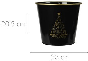 Metalowe wiaderko świąteczne, czarne