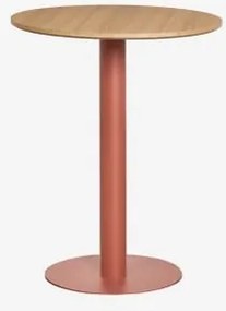 Okrągły Barowy Stół Z Mdf Xiren Ø60 Cm & Naturalny Brąz Drewna – Terakota - Sklum