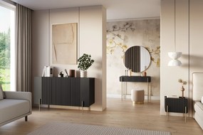 Komoda Malmi 150 cm - czarny mat / złote nóżki