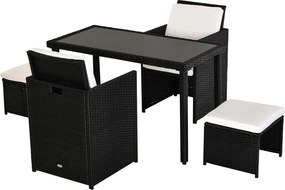 Outsunny komplet stół z krzesłami z technorattanu zestaw ogrodowy komplet 11 el. czarny + beżowy;