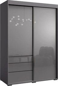 Szafa przesuwna z szufladami Torino 2D 140 Szara (lacobel)