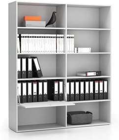 Regał biurowy szeroki LAYERS, 1 schowek, 1582 x 400 x 1905, biały