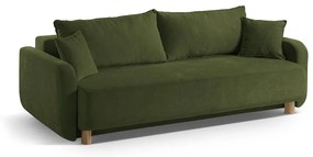 Zielona rozkładana sofa ze schowkiem 231 cm Elen – Micadoni
