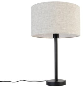 Nowoczesna lampa stołowa czarna z abażurem boucle jasnoszarym 35 cm - SimploDesignerski Oswietlenie wewnetrzne