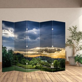Parawan - Krajobraz z promieniami (210x170 cm)