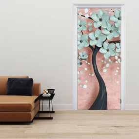 Fototapeta na drzwi - Pastelowe niebieskie kwiaty (95x205cm)