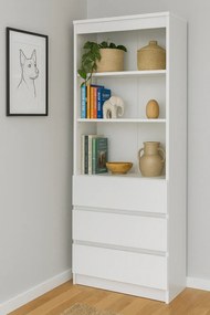 Biały minimalistyczny regał z szufladami - Olmi