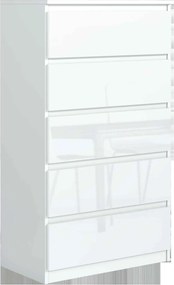 Komoda NUDO - Biały / Front Biały / Połysk / 70 cm / 5 szuflad