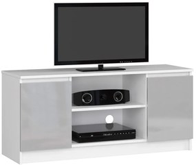 Szafka pod telewizor biała + metalik połysk - Galapi 4X 120 cm