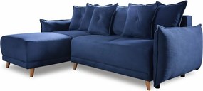 Ciemnoniebieski sztruksowy rozkładany narożnik (strona zmienna) Lazy Lukka – Miuform