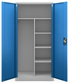 Szafa gospodarcza zamykana DAWID 900 x 1850 x 450 mm, szaro-niebieska