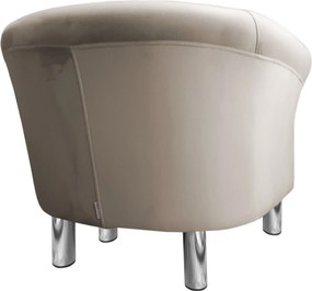Fotel Milo tkanina Welur wygodny fotel tapicerowany do salonu i sypialni : Kolor nogi - Chrom, Kolor tkaniny - VELVET - MG09, Wysokość nogi - 15 cm