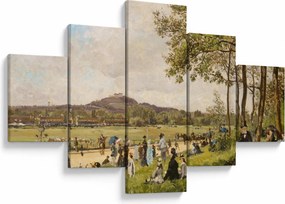 Obraz - French 19th Century, Race Course at Longchamps, reprodukcje (125x70 cm)