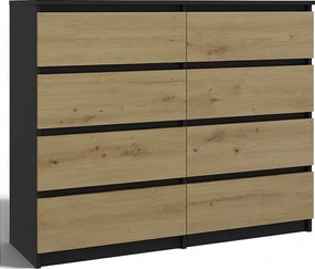 Komoda Malwa M8/120 | Antracyt/Dąb Artisan | 120x40x97 cm | 8 Szuflad