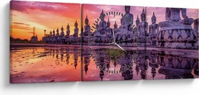 Obraz - Budda podczas zachodu słońca (z zegarem) (90x30 cm)
