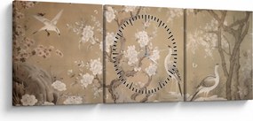 Obraz - Japoński krajobraz z kreskówki (z zegarem) (90x30 cm)