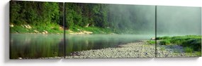 Obraz - rzeka przy lesie (170x50 cm)