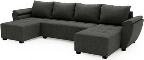 PROMOCJA Rozkładany zestaw wypoczynkowy w kształcie U LIVARO 305x140 cm, ciemnoszary II jakość