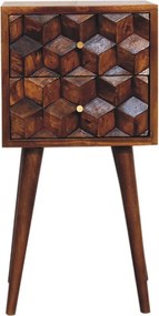 Szafka nocna Mini Cube z drewna kasztanowego Artisan Furniture, 2 szuflady, brązowa