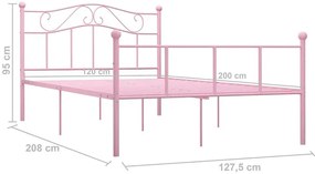 Różowe metalowe łóżko podwójne 120x200 cm - Fiosa